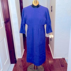 Vintage Purple Tweed Mad Men Mod Dress w/ Pockets. Midi Demure Chic for Fall M L